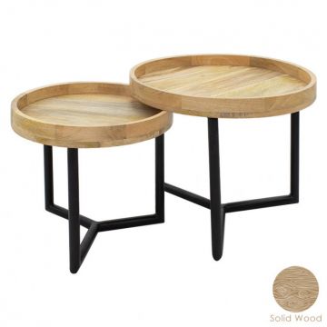 Set 3 Masute Auxiliare Kelly Walnut - Negru Set 3 Masute Auxiliare Kelly Walnut - Negru